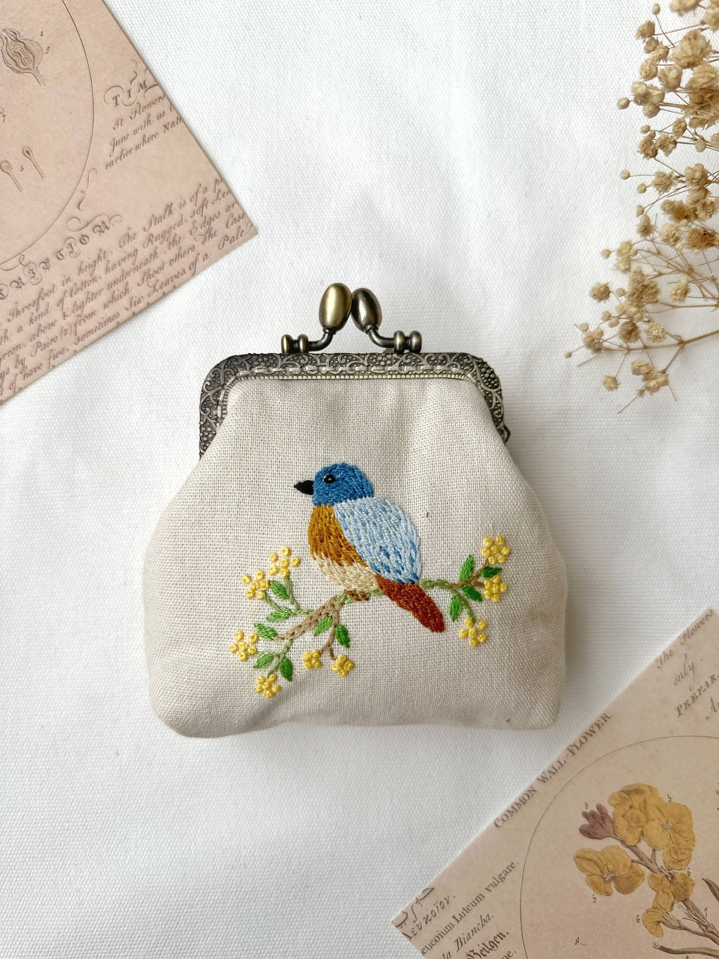 Robin Embroidered Coin Purse