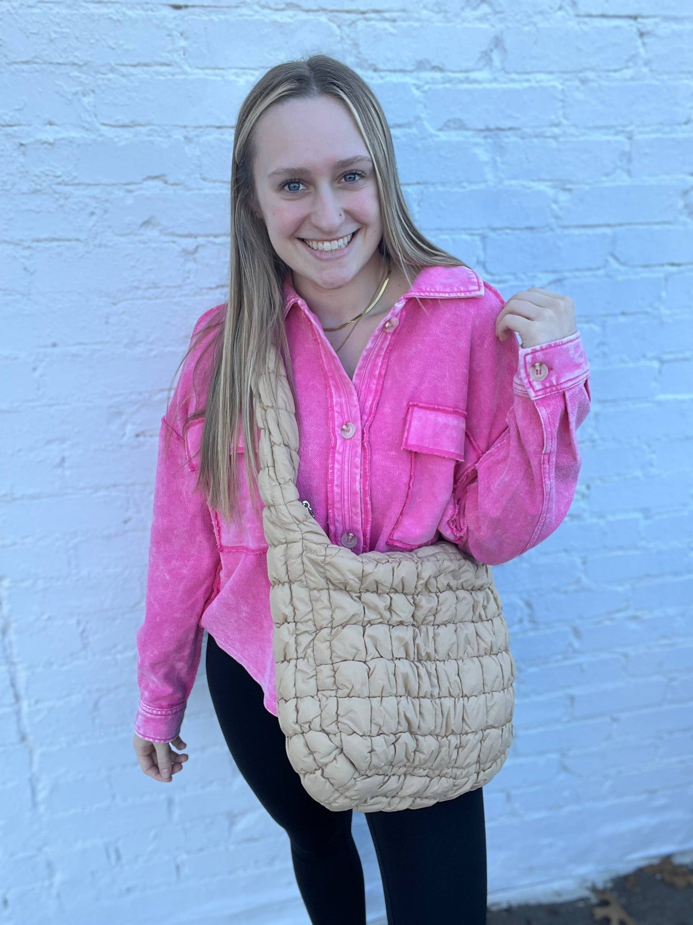 Kaydee Lynn LLC - Large Quilted Puff Tote: Black