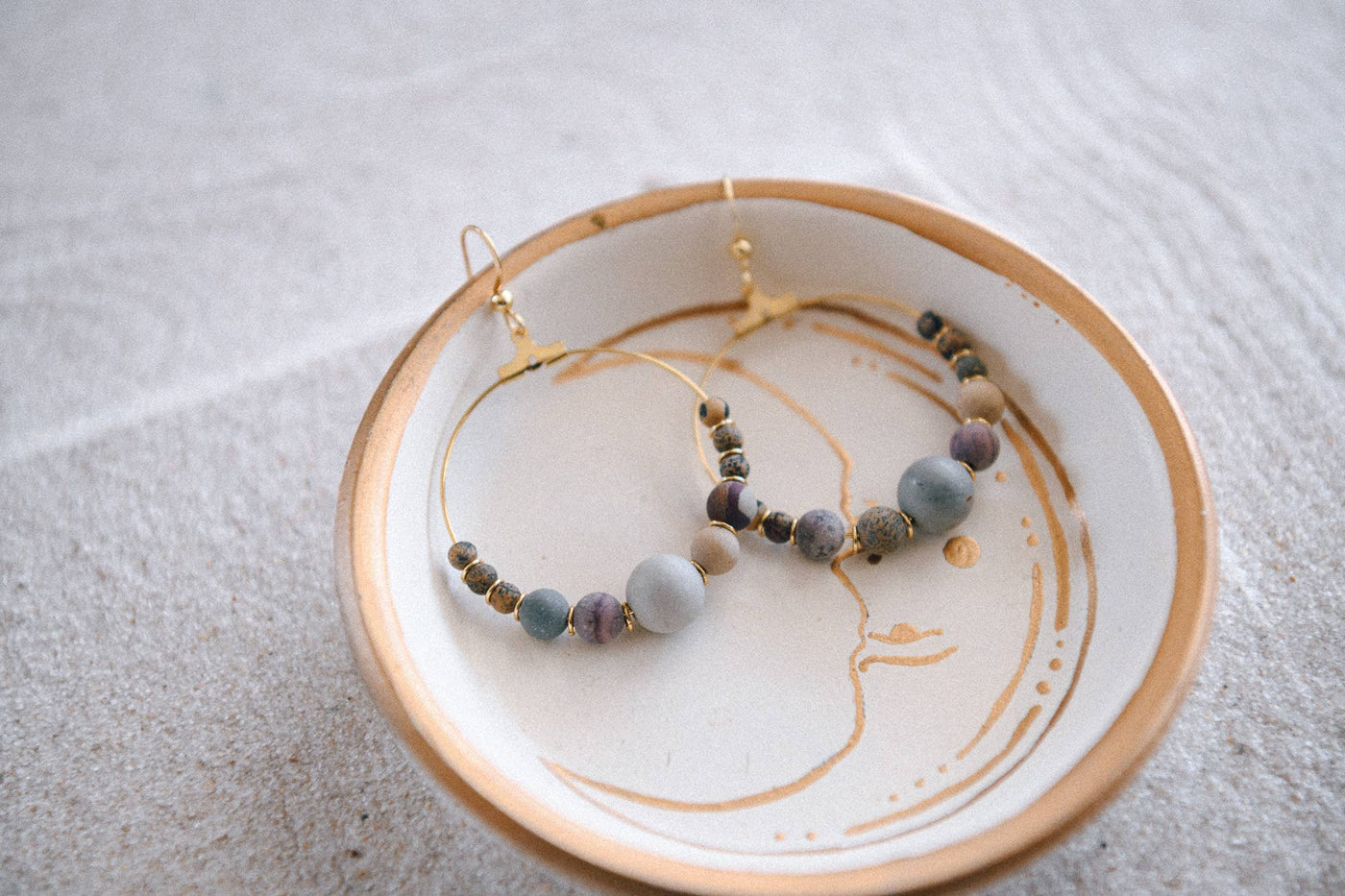 Cecelia Designs Jewelry - Genuine Gemstone and Gold-Plated Hoop Earring