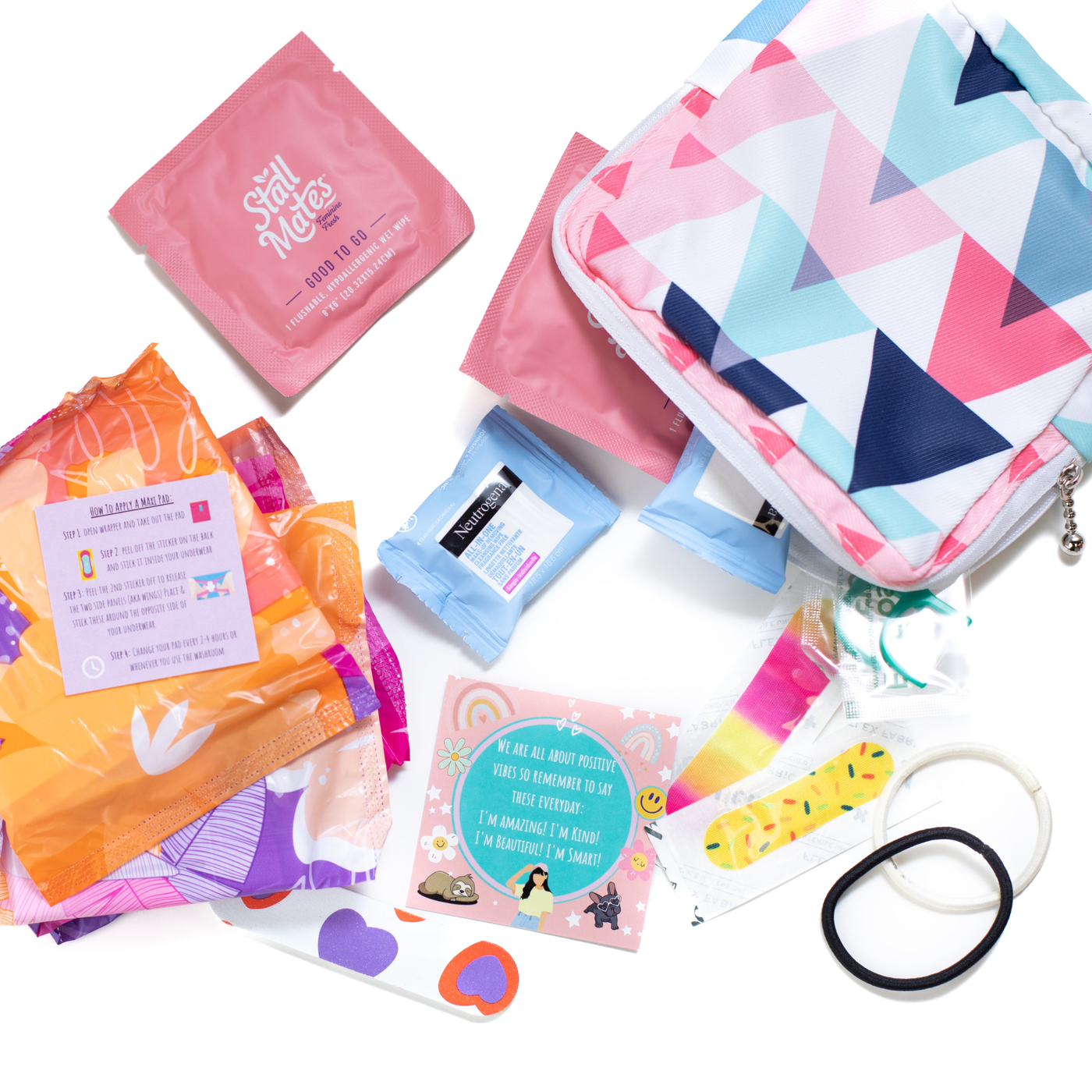 First Period Kit For Girls - Grey Plaid