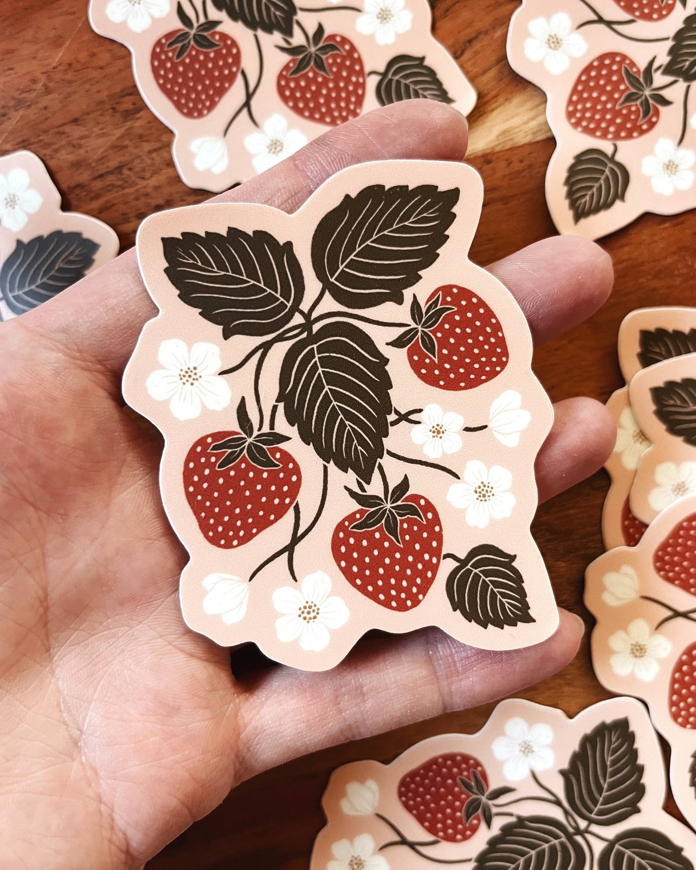 Flora West Design - Strawberry Patch Vinyl Sticker blush garden sticker floral