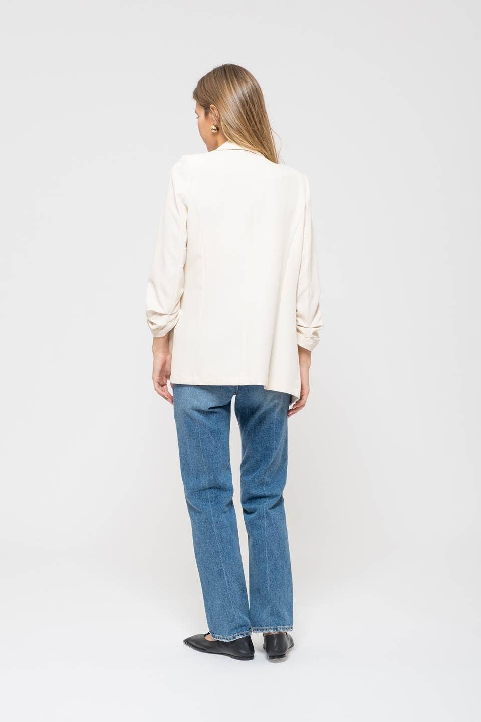The Workshop Studio - 3/4 RUCHED SLEEVE BLAZER