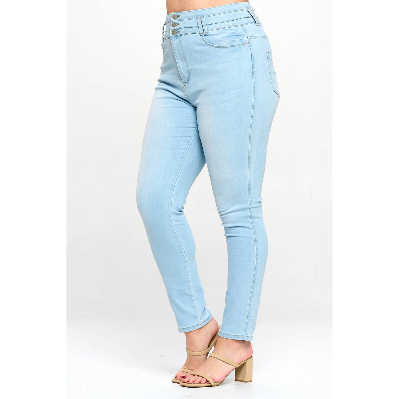 Blue Turtle - Stacked To The Max High Waist Plus Skinny Jeans Light Blue