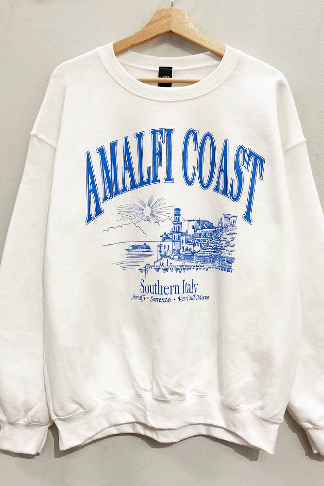 Sweet Claire - Amalfi Coast Sweatshirt: White / OVERSIZED / SM