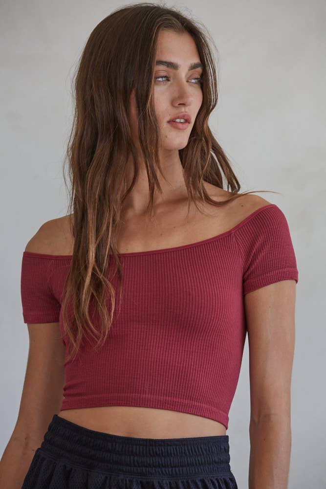 Wrenn Off Shoulder Crop Top