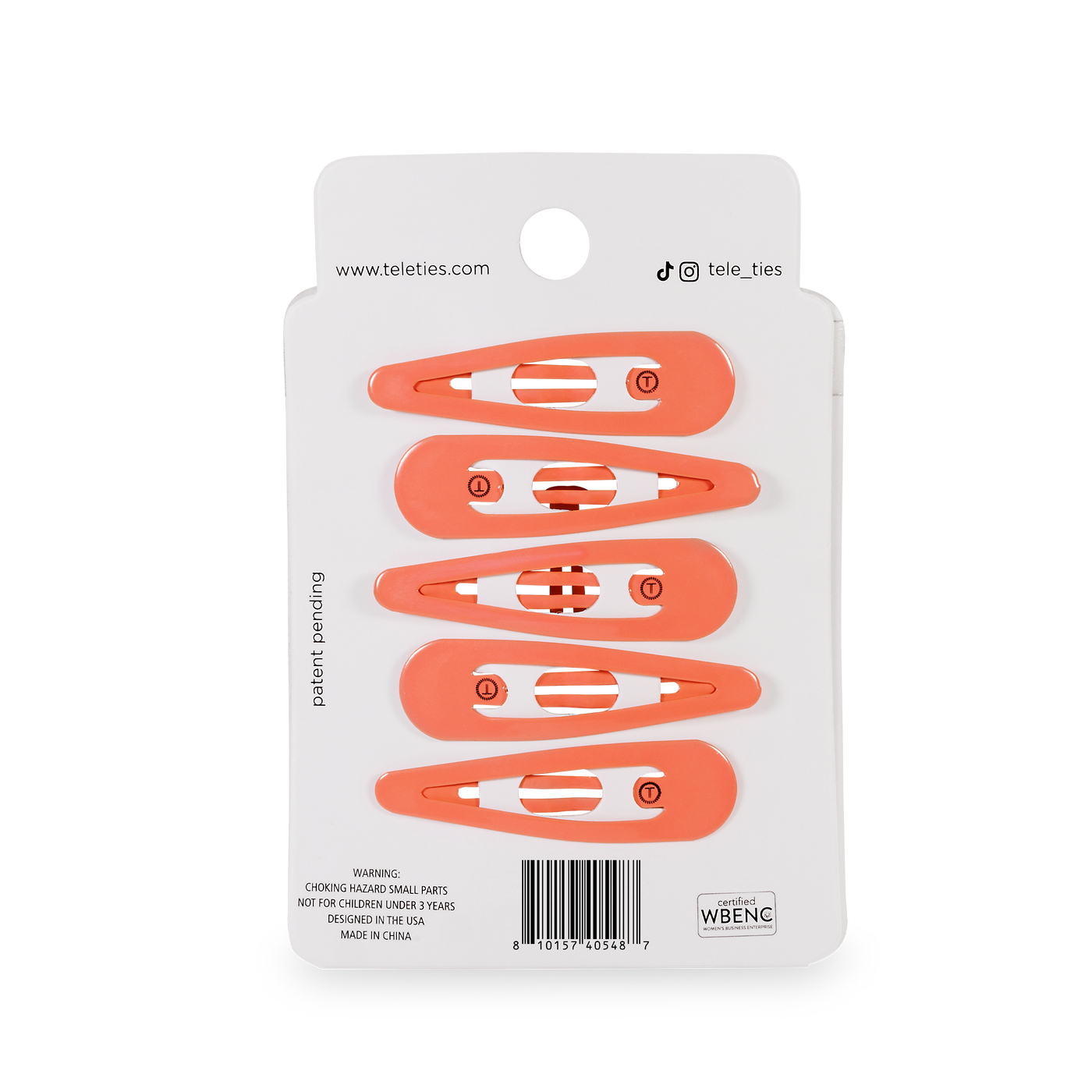 TELETIES - Snap Clip | Coral Craze | 6 Count