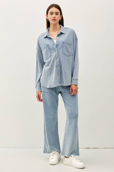 Be Cool - DENIM WASH OVERSIZED SHACKET: Denim Wash / ML