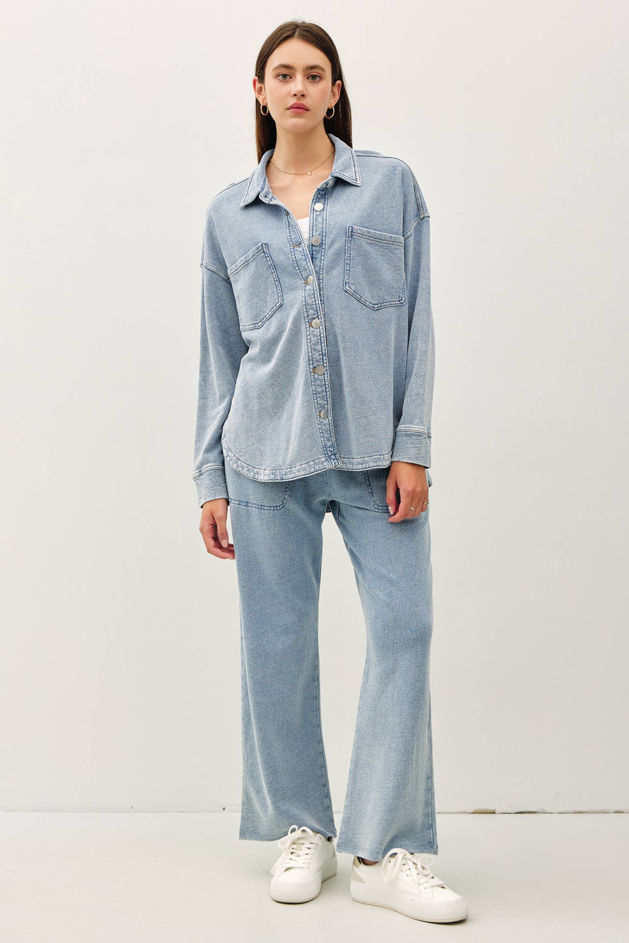 Be Cool - DENIM WASH OVERSIZED SHACKET: Denim Wash / SM