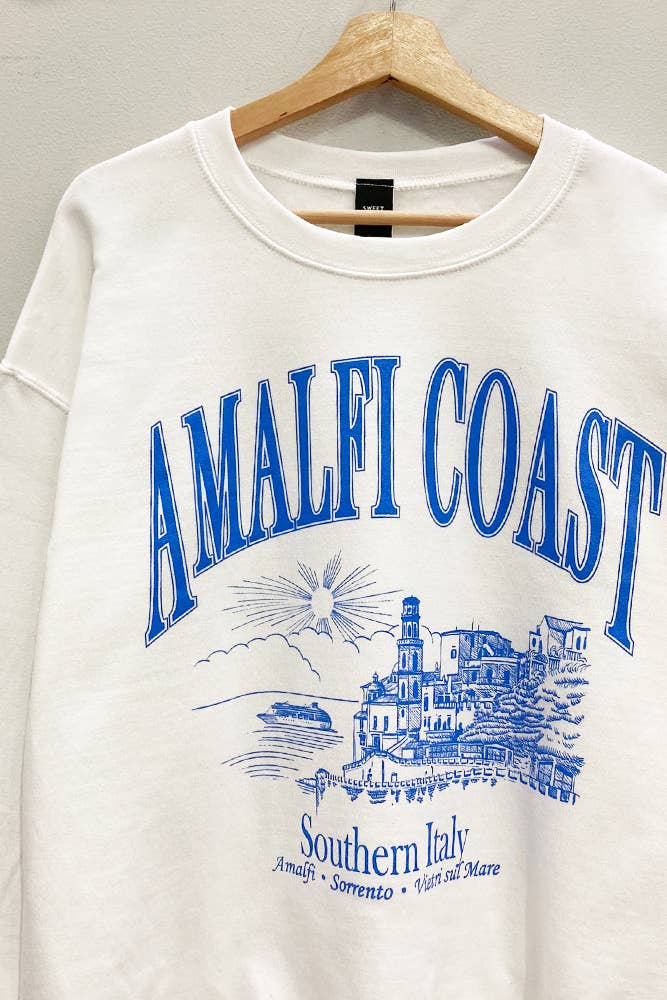 Sweet Claire - Amalfi Coast Sweatshirt: White / OVERSIZED / SM