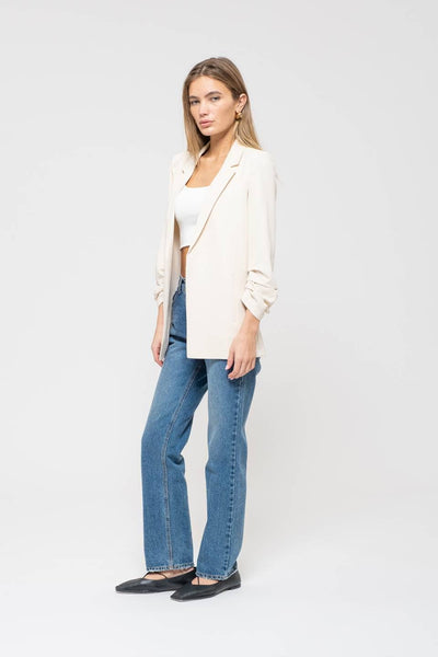 The Workshop Studio - 3/4 RUCHED SLEEVE BLAZER