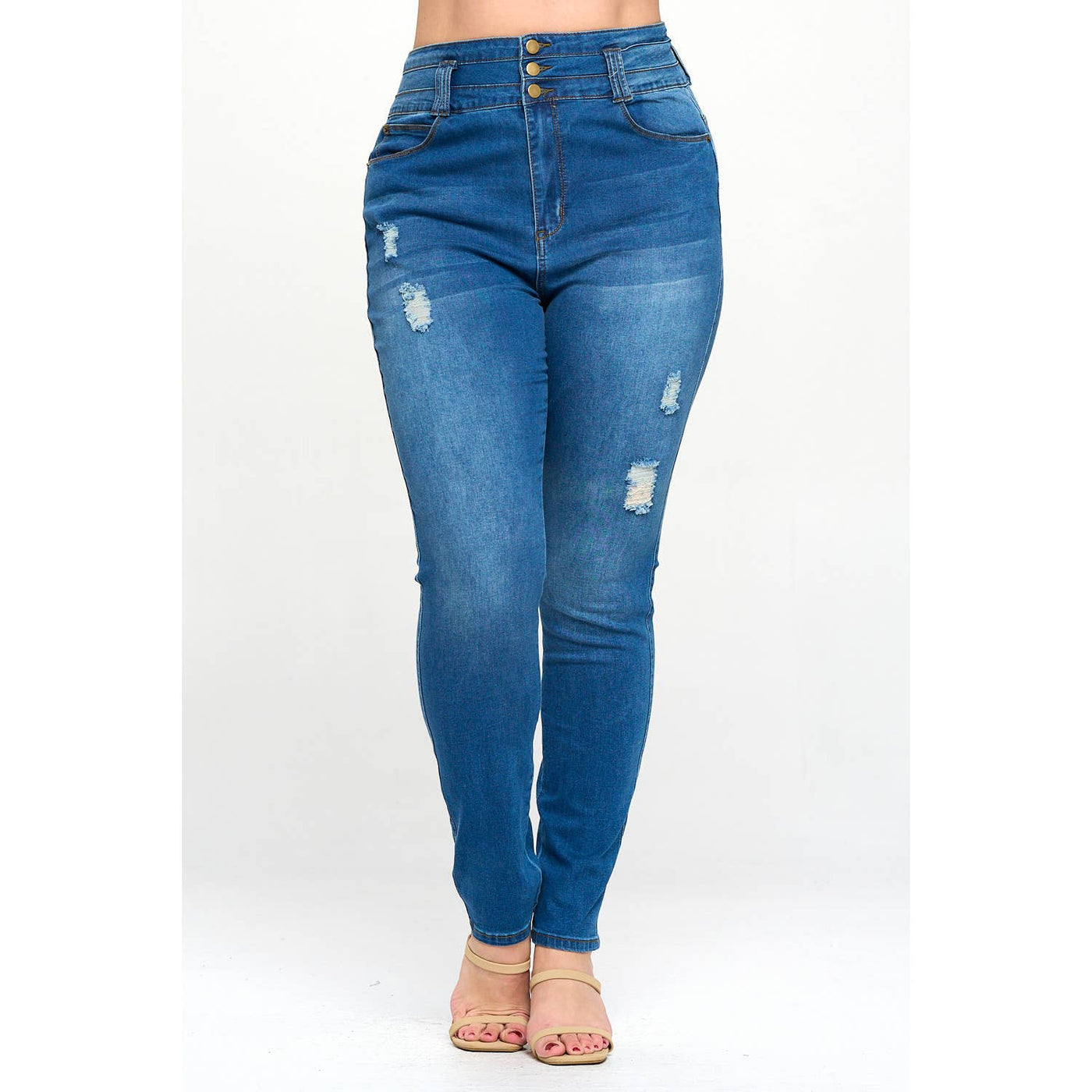 Blue Turtle - Stacked To The Max High Waist Plus Skinny Jeans Light Blue