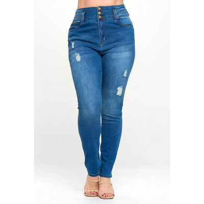 Blue Turtle - Stacked To The Max High Waist Plus Skinny Jeans Light Blue
