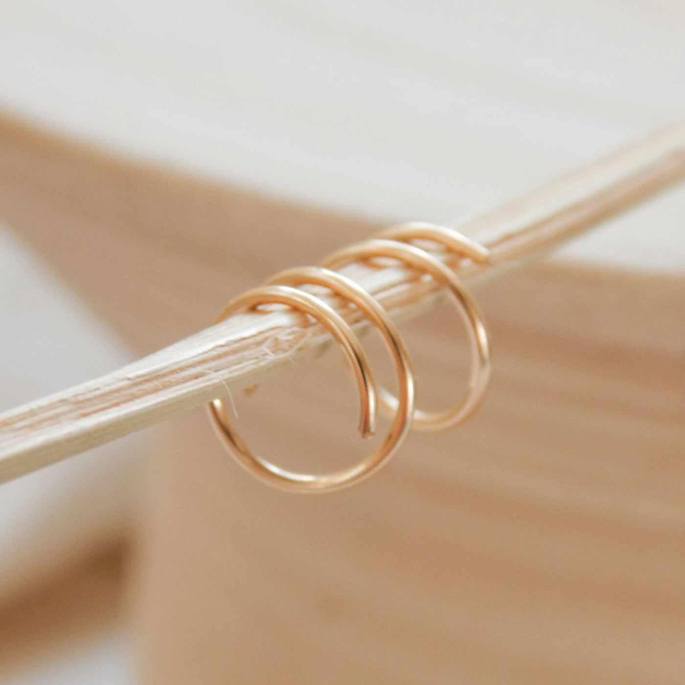 Twist-In Double Huggies Hoop Earrings - Hypoallergenic: Gold