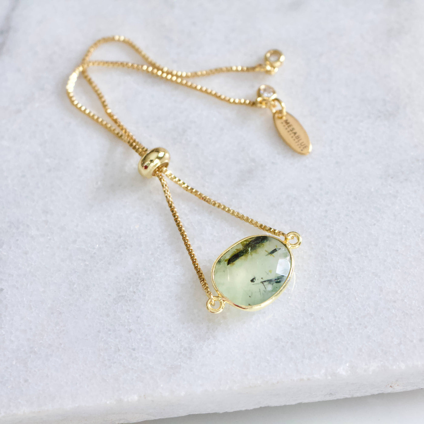 Mesa Blue - Moss Prehnite Adjustable Bracelet