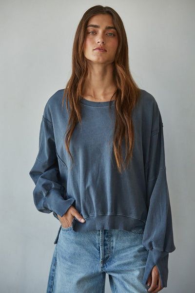 Celine Raw Hem Pullover