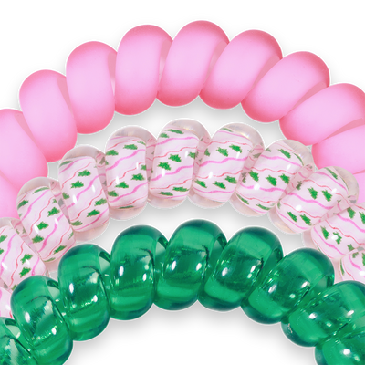 TELETIES - Spiral Hair Coils | Large | Merry Pinkmas Hair Ties