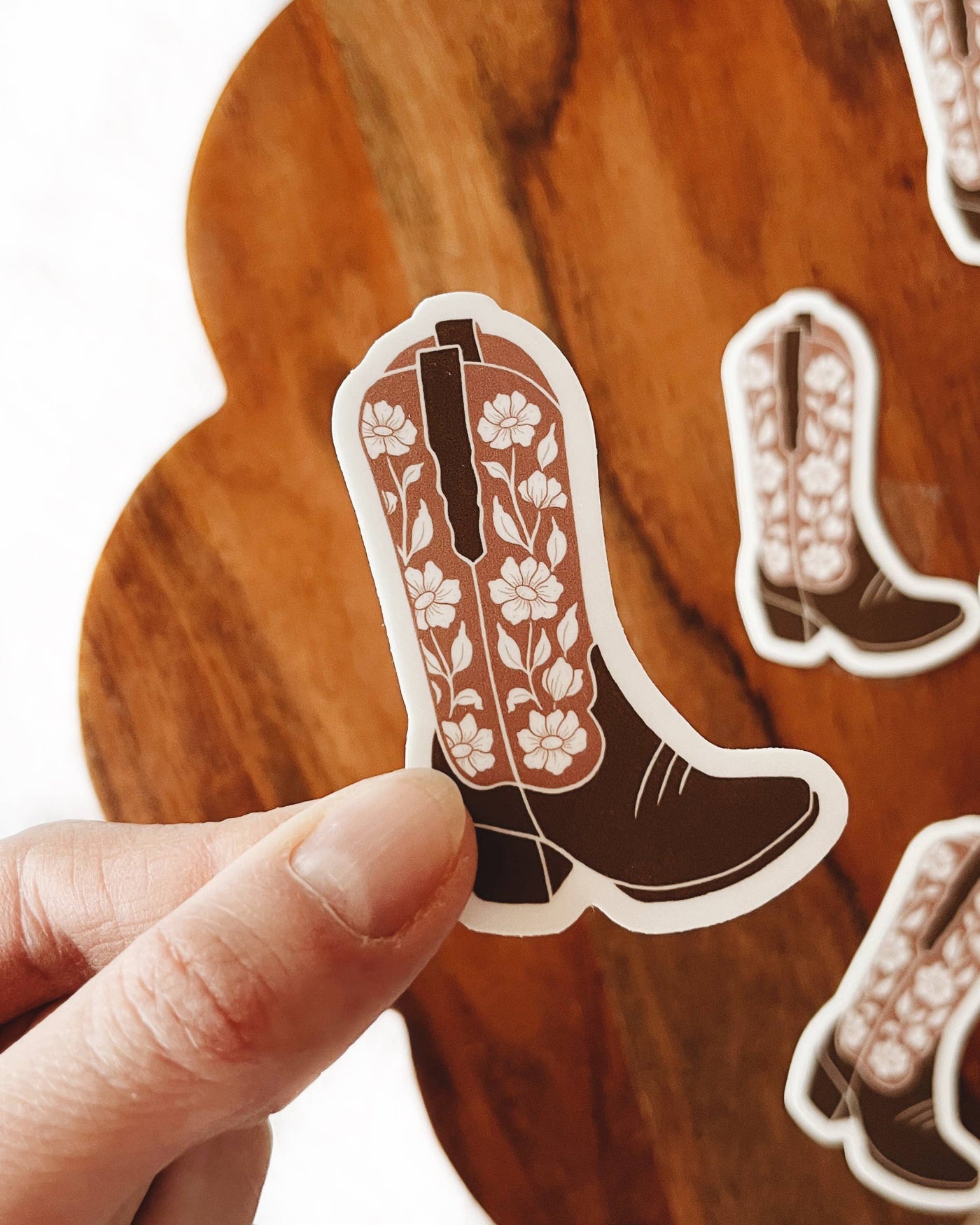 Flora West Design - Floral Cowboy Boot Vinyl Sticker Western Style