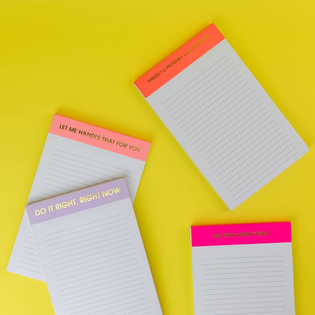 Chez Gagné - Things I'll Probably Do Tomorrow - Lined Notepad - Neon Orange - 65 perforated pages - 5x8