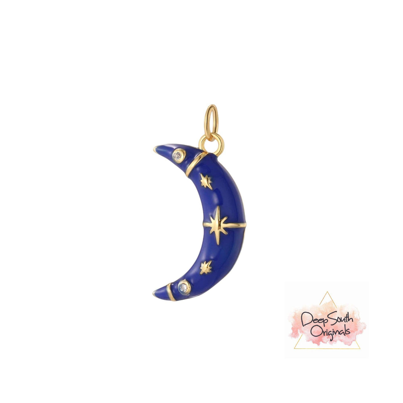 Blue Cresent Moon Charm ~ Gold Filled