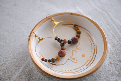 Cecelia Designs Jewelry - Genuine Gemstone and Gold-Plated Hoop Earring