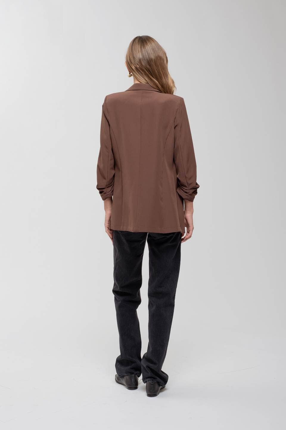 The Workshop Studio - 3/4 RUCHED SLEEVE BLAZER