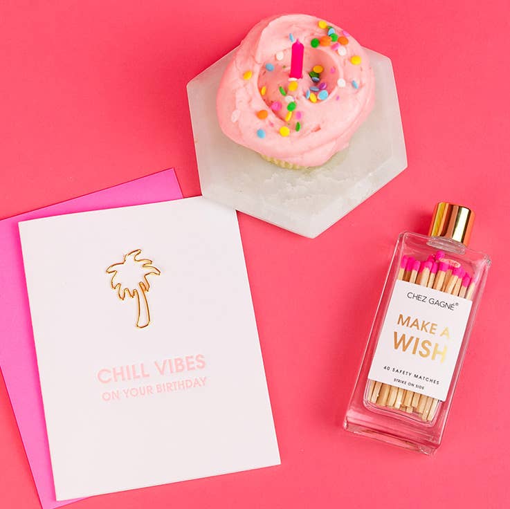 Chez Gagné - Make A Wish - Glass Bottle Matches - Bright Pink