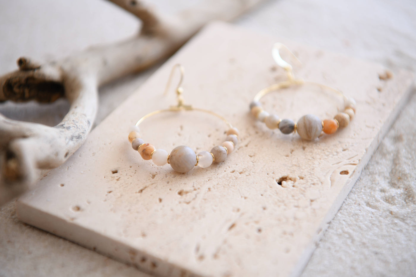 Cecelia Designs Jewelry - Genuine Gemstone and Gold-Plated Hoop Earring