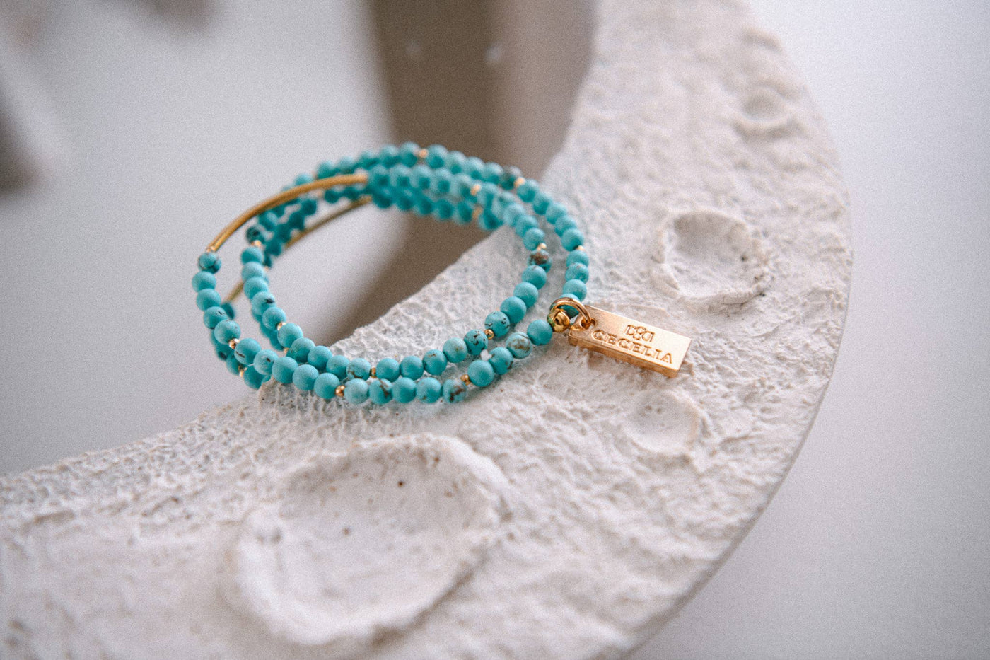 Cecelia Designs Jewelry - Genuine Gemstone and Gold Double Wrap Bracelet