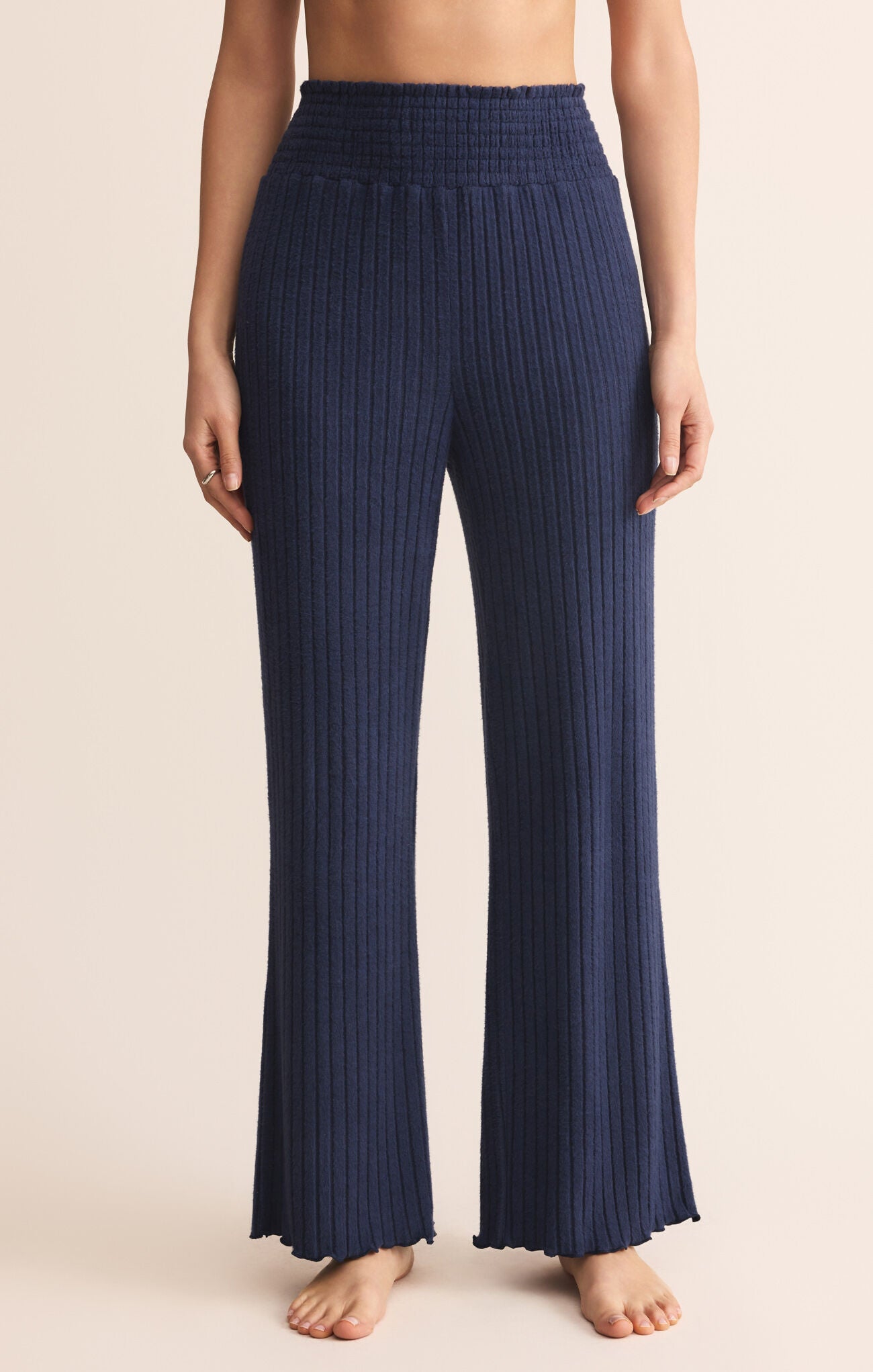 Dawn Smocked Rib Pants - Blue Sapphire