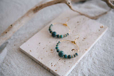 Cecelia Designs Jewelry - Genuine Gemstone and Gold-Plated Hoop Earring