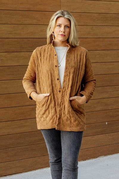 BYTAVI - Quilted Camel Jacket - SMALL