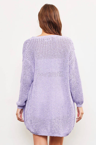 LARGE Mustard Seed - OPEN KNIT CARDIGAN: LAVENDER /