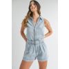 Jeanette Sleeveless Belted Denim Romper