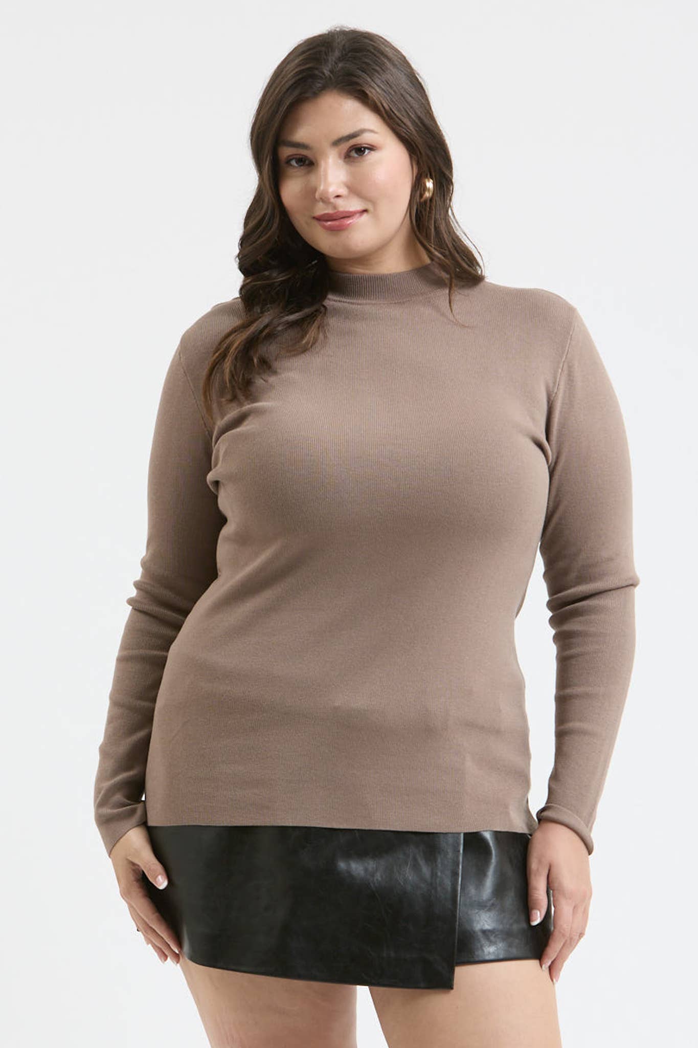 The Workshop Studio - PLUS MOCK NECK LONG SLEEVE SWEATER KNIT TOP
