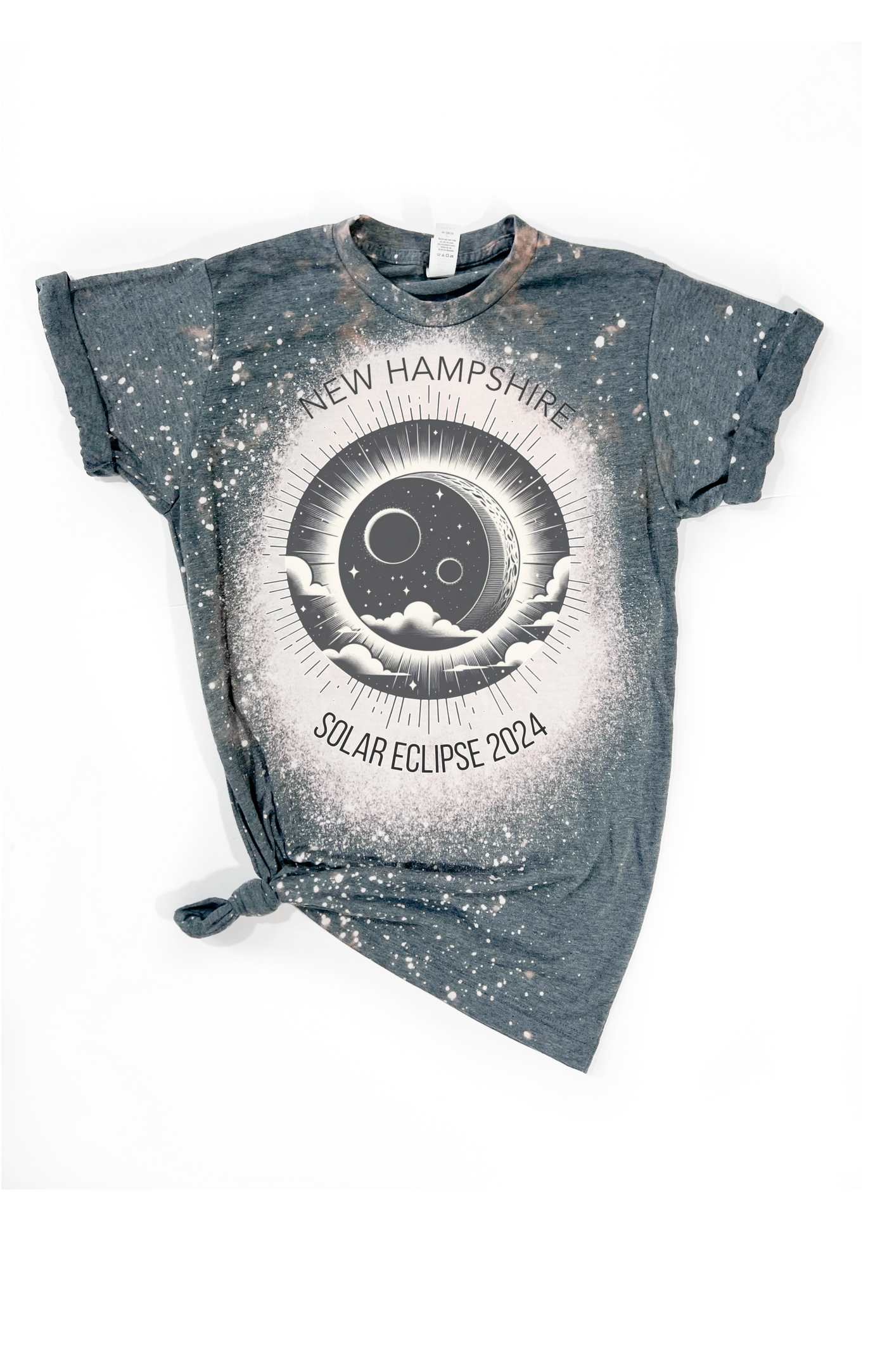 Wandering Owl Designs - Solar Eclipse Custom State Bleached Tee: Large