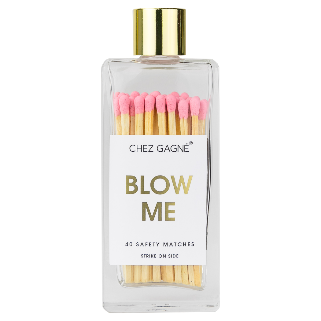 Chez Gagné - Blow Me - Glass Bottle Safety Matches - Light Pink