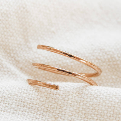 Hammered Wrap Ring - Waterproof, Hypoallergenic : Gold / 6