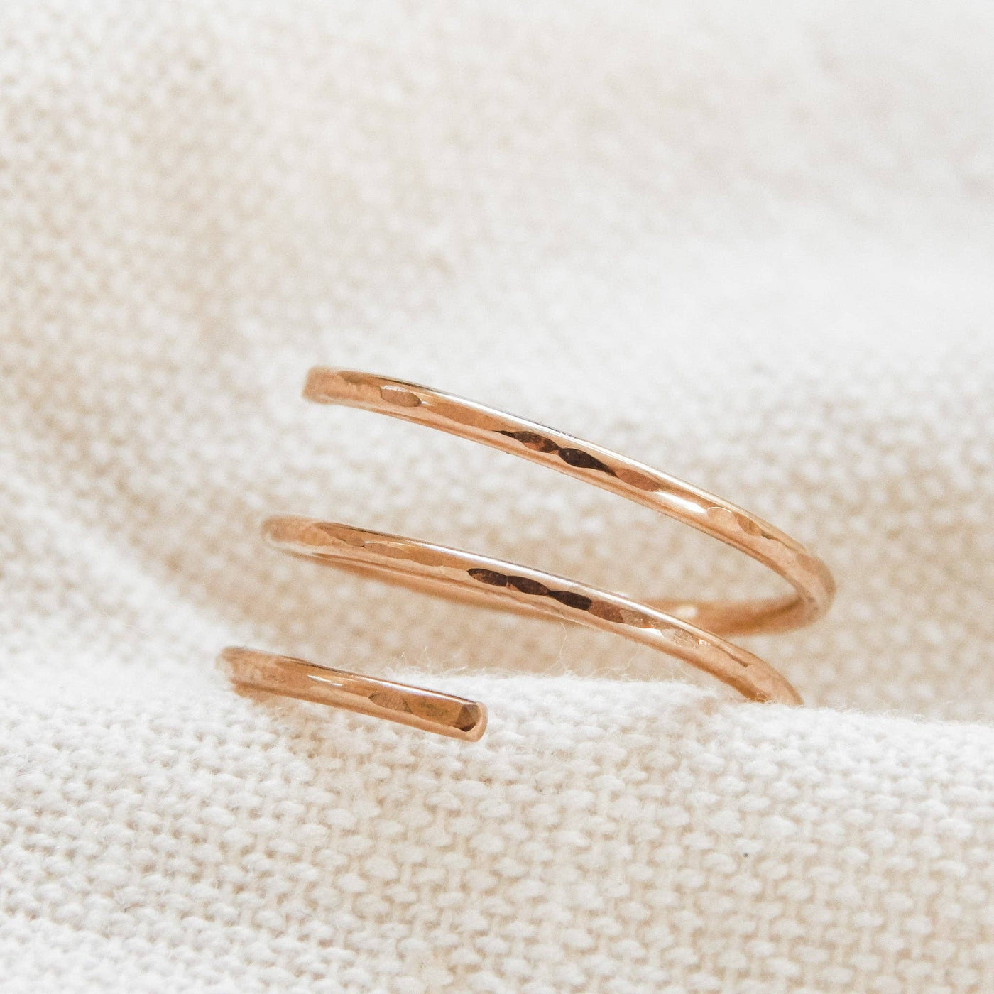 Hammered Wrap Ring - Waterproof, Hypoallergenic: Gold / 7