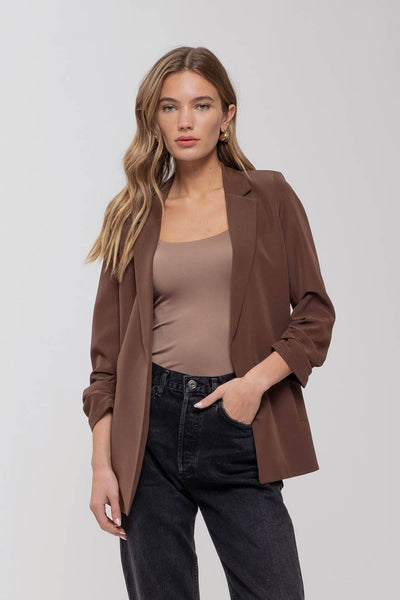 The Workshop Studio - 3/4 RUCHED SLEEVE BLAZER