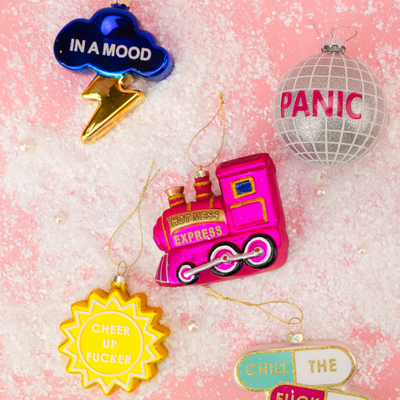 Hot Mess Express - Locomotive Train - Glass Blown Holiday Ornament