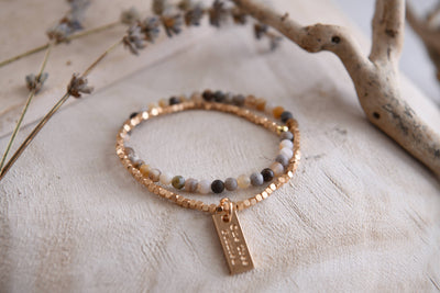 Cecelia Designs Jewelry - Gemstone Wrap Bracelet with Faceted Gold Beads