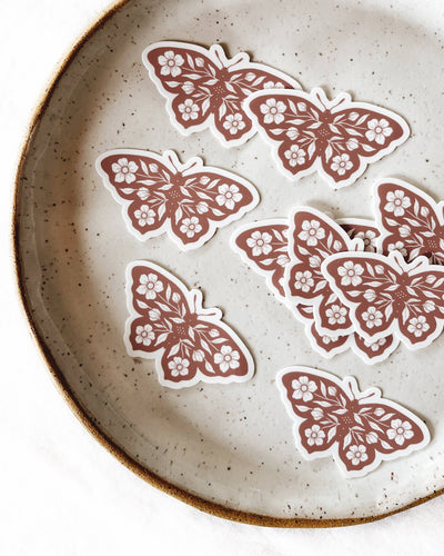 Flora West Design - Floral Butterfly Vinyl Sticker Rose