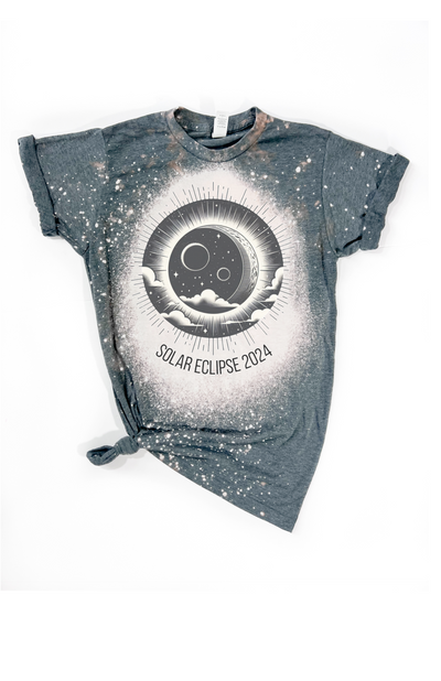 Wandering Owl Designs - Solar Eclipse Custom State Bleached Tee: 3XL