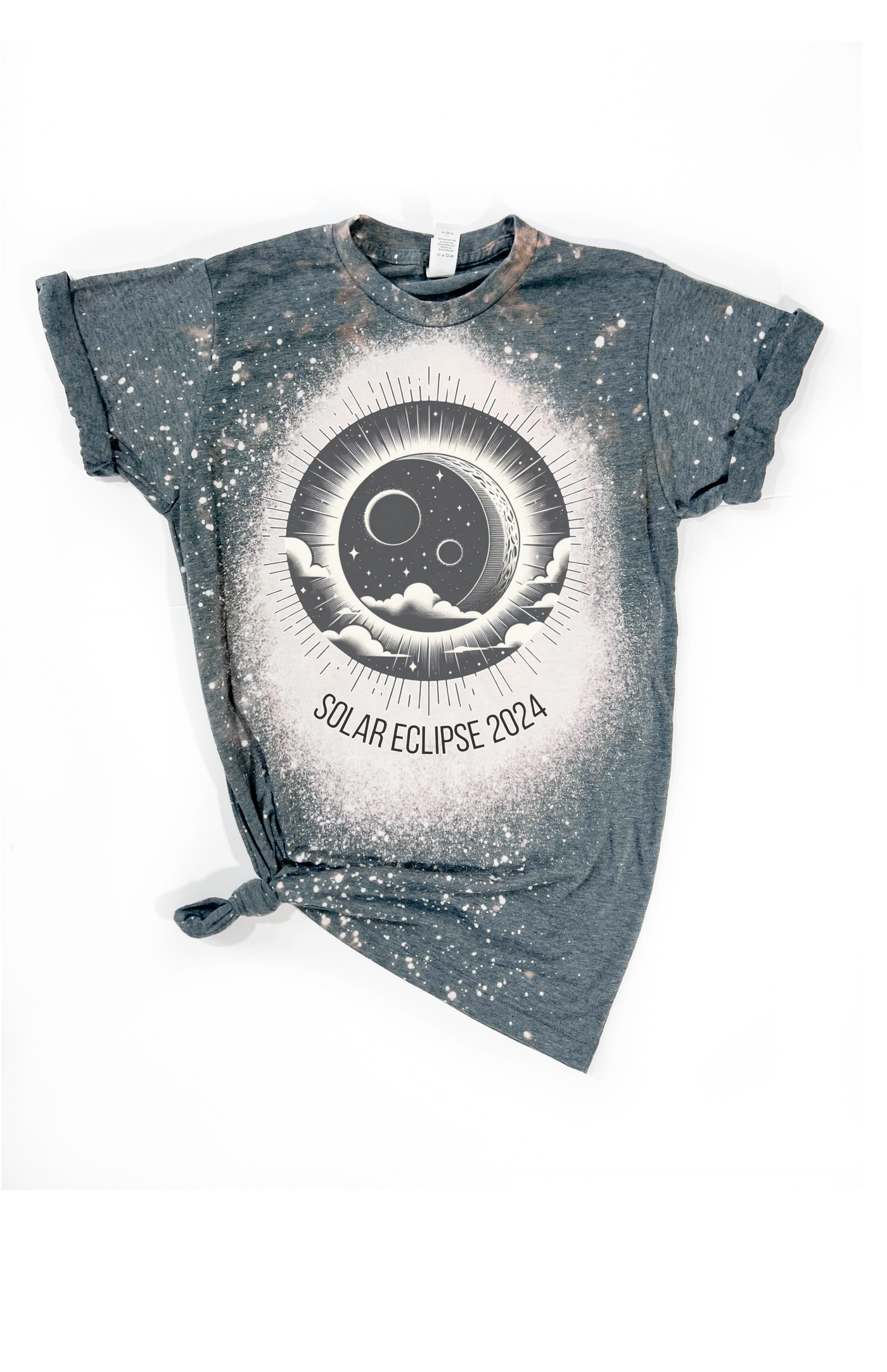 Wandering Owl Designs - Solar Eclipse Custom State Bleached Tee: Large