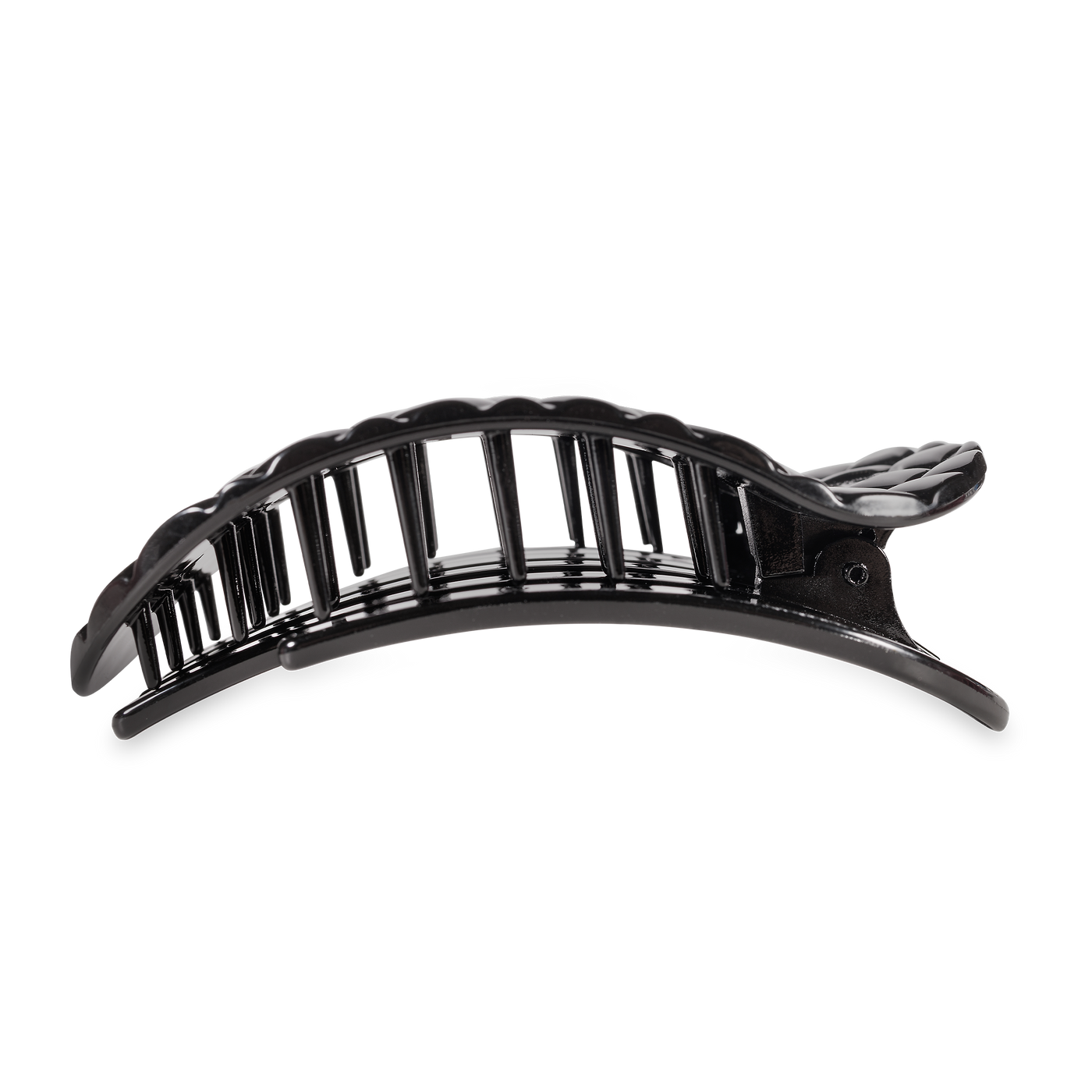TELETIES - Flat Round Hair Clip | Large | Jet Black Quilted