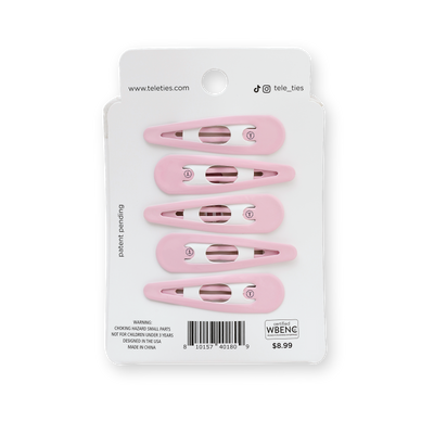 TELETIES - Snap Clip | Pearly Pink | 6 Count