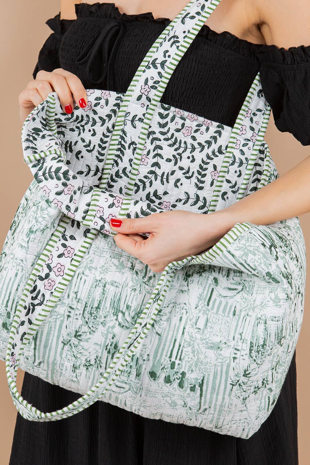 Petal Trail Quilted Tote Bag