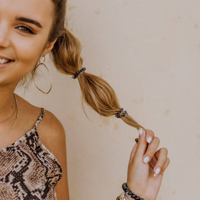 TELETIES - Spiral Hair Coils | Tiny | Jet Black Hair Ties