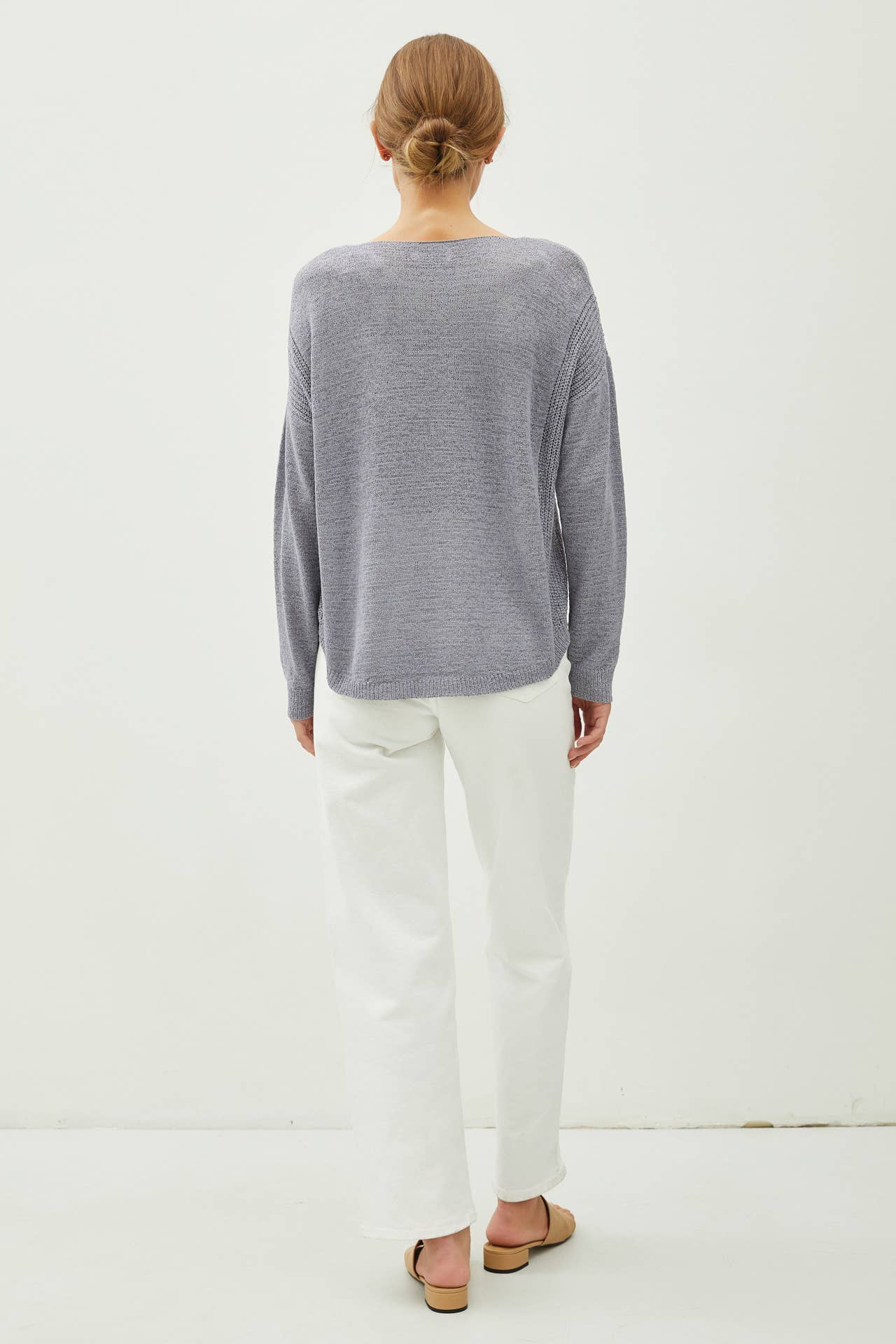 Be Cool - LIGHTWEIGHT DROP SHOULDER PULLOVER RIB KNIT: Camel / S