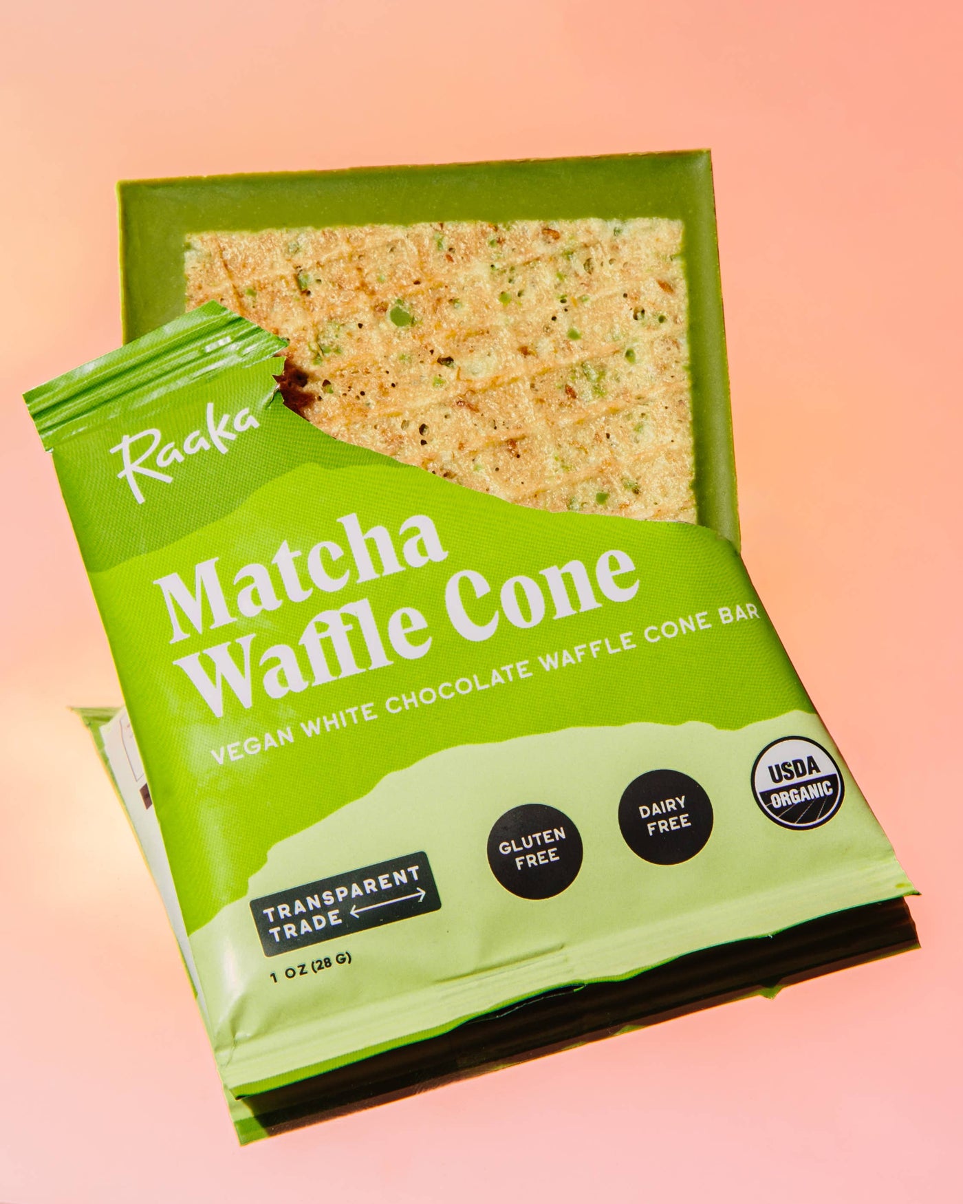 Raaka Chocolate - Matcha White Chocolate Waffle Cone Bar